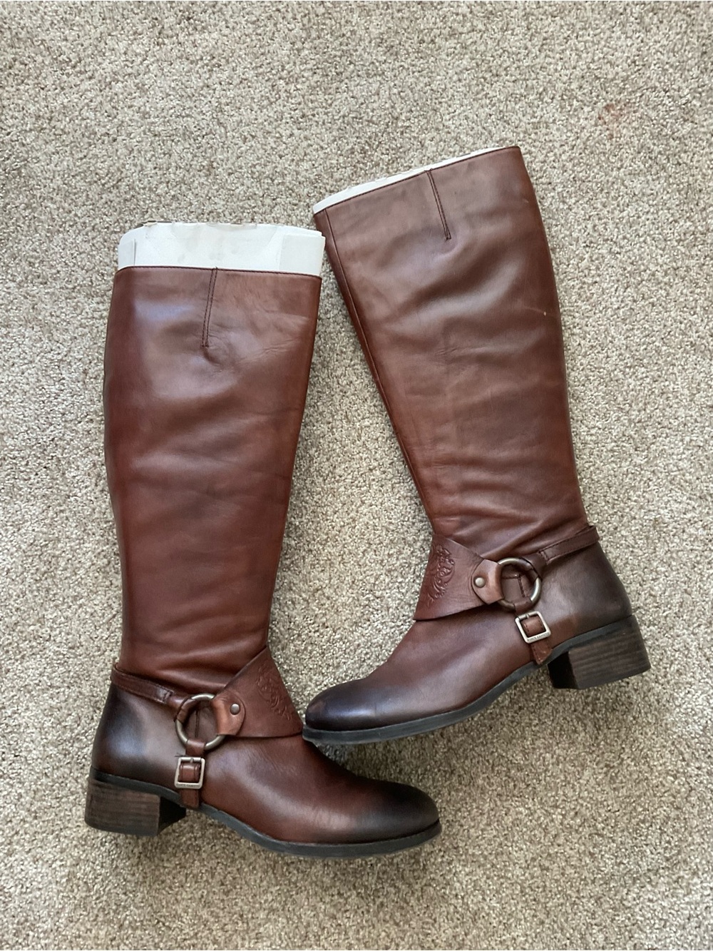 Vince Camuto Chestnut Brown Leather Knee-High Riding Boots